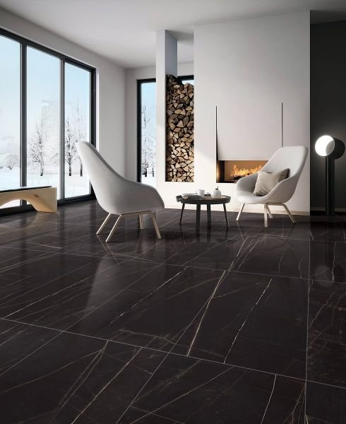 Marvel Black marble-look tile
